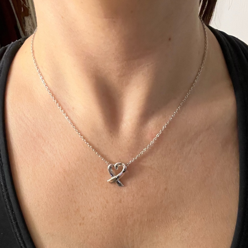 Worn once, sterling silver heart necklace